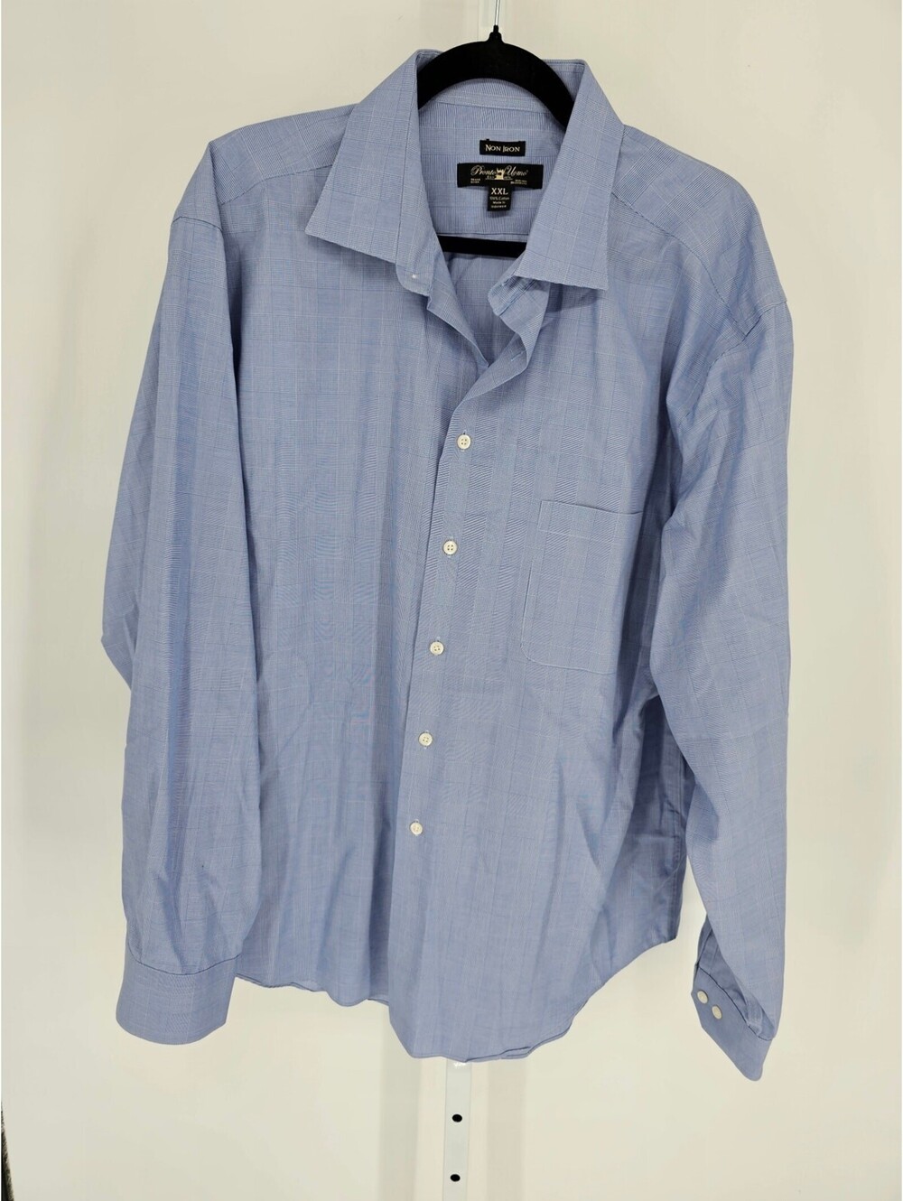 Pronto Uomo Mens Sz XXL Long Sleeve Button Up Dress Shirt Light Blue Non Iron